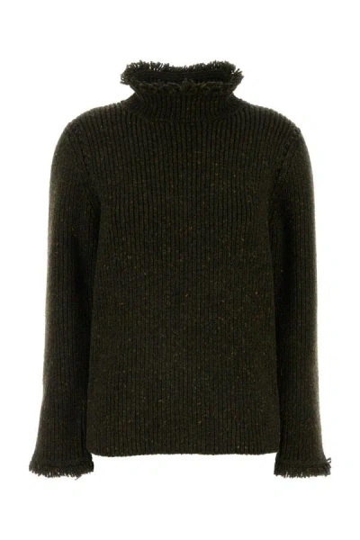 Burberry Fringe Sweater With T In Green