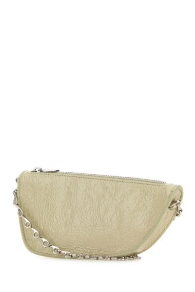 Burberry Pastel Green Leather Micro Shield Crossbody Bag In Green
