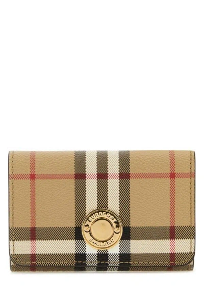 Burberry Woman Printed Canvas Wallet In Multicolor