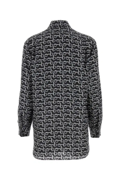 Burberry B Logo Silk Shirt In Multicolor