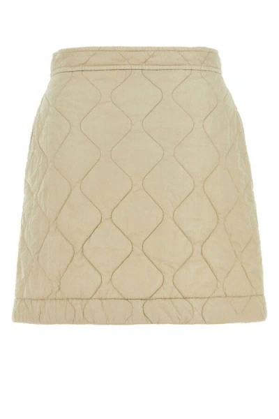 Burberry Quilted Mini Skirt In Brown