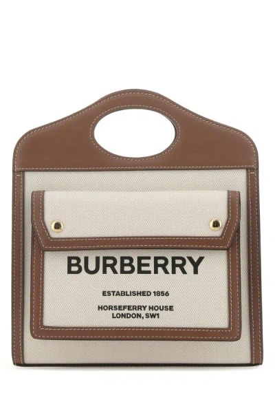 Burberry Two-tone Canvas And Leather Mini Pocket Handbag In Multicolor