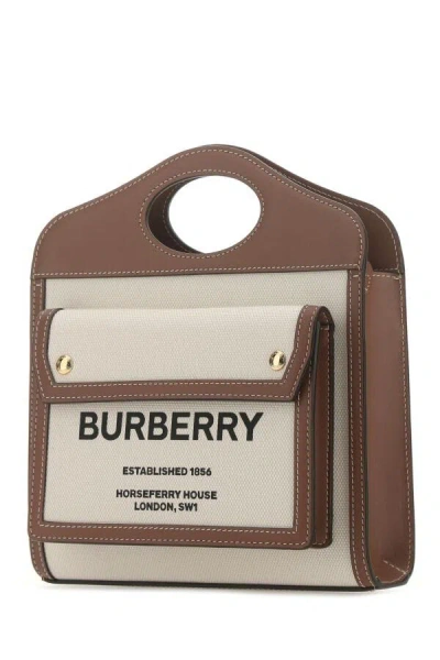 Burberry Two-tone Canvas And Leather Mini Pocket Handbag In Multicolor