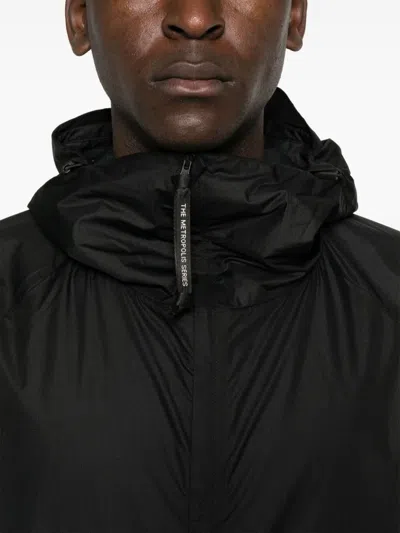 C.p. Company C.p.company Black Ripstop Texture Padded Design Classic Hood Coat In Multicolor