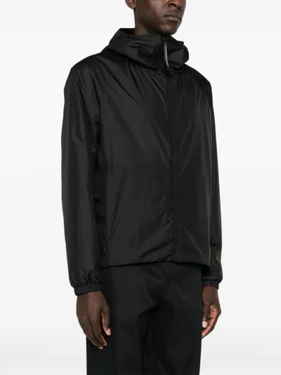 C.p. Company C.p.company Black Ripstop Texture Padded Design Classic Hood Coat In Multicolor