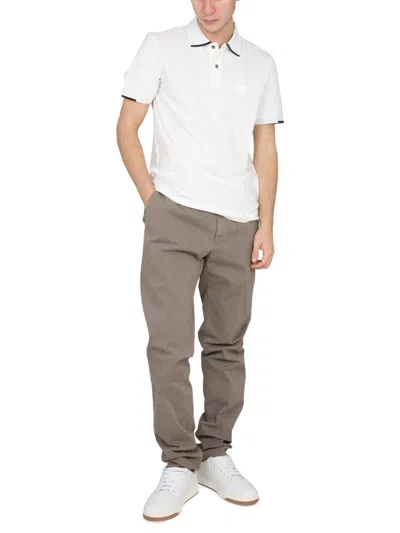 C.p. Company C.p.company Polo With Logo Patch In White