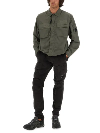 C.p. Company Rip-stop Cotton Jacket With Adjustable Drawstring Hem In Green