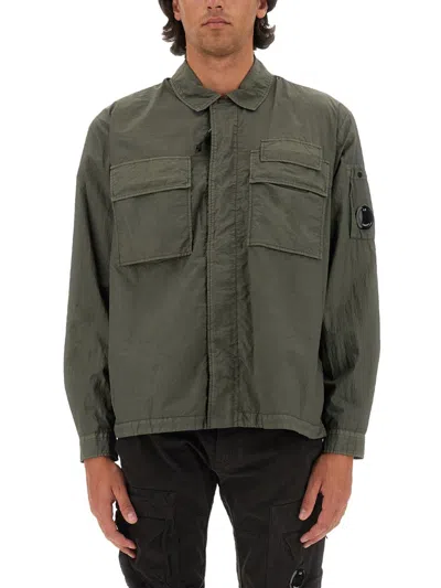 C.p. Company Rip-stop Cotton Jacket With Adjustable Drawstring Hem In Green