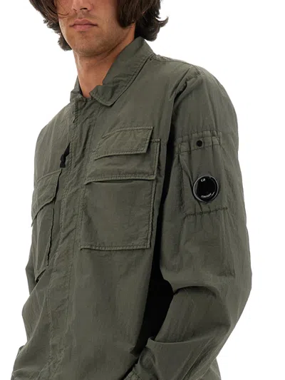 C.p. Company Rip-stop Cotton Jacket With Adjustable Drawstring Hem In Green