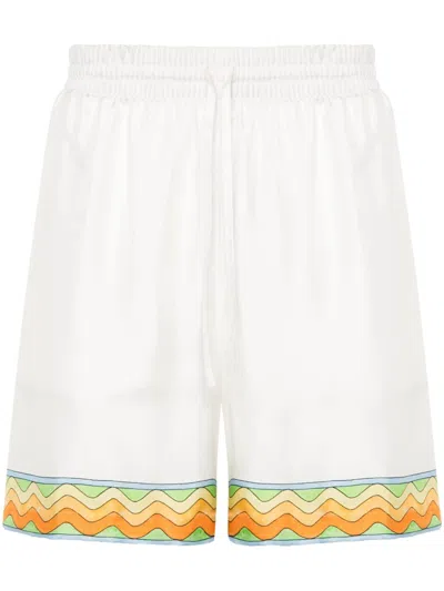 Casablanca Drawstring Silk Shorts In Multicolor