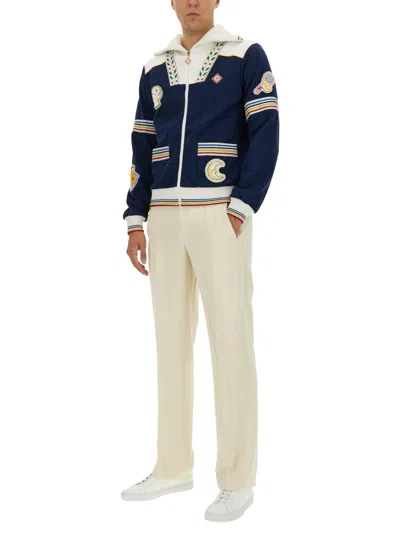 Casablanca Zip-up Sweatshirt In Blue