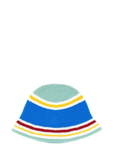 Casablanca Crochet Beanie Hat With Wide Brim And Vibrant Palette In Blue