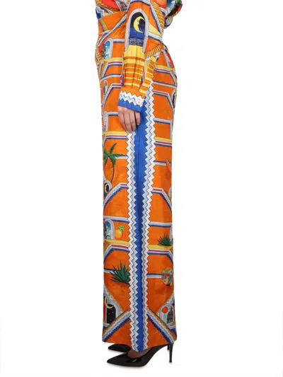 Casablanca Staircase Print Elastic Waist High-waisted Pants In Multicolor