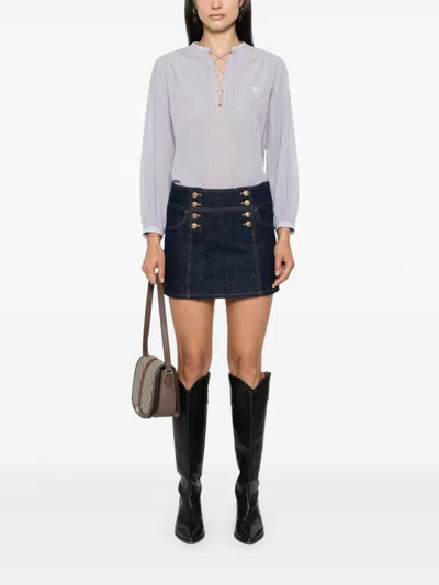 Celine Women Mini A Trapezio Gonna Jeans In Multicolor