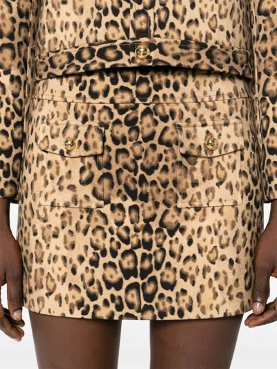 Celine Women Mini Leopardata Gonna In Multicolor