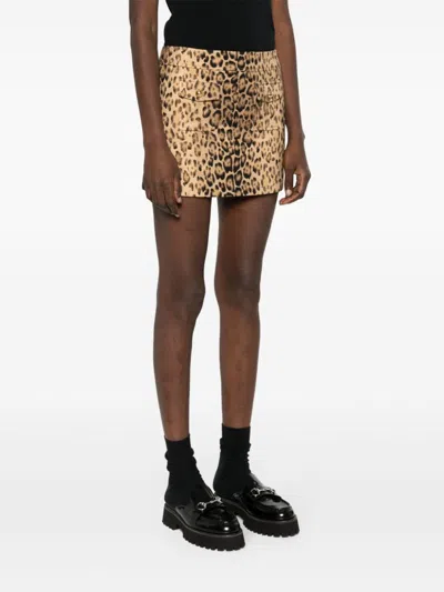 Celine Women Mini Leopardata Gonna In Multicolor