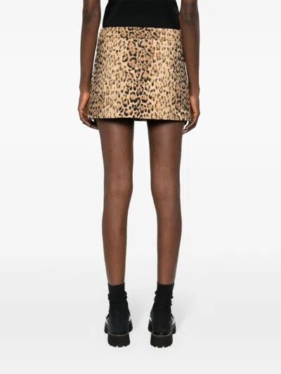 Celine Women Mini Leopardata Gonna In Multicolor