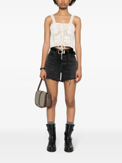 Celine Short Ruffled Top In Cotton And Silk Jersey In Multicolor