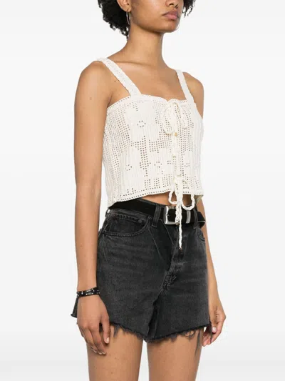 Celine Short Ruffled Top In Cotton And Silk Jersey In Multicolor