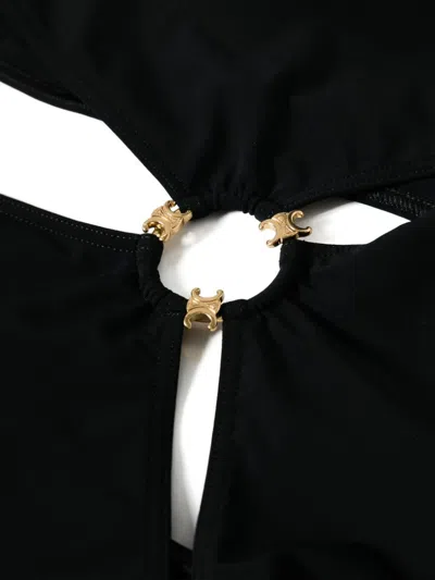 Celine Cut-out One Piece Swimsuit With Golden Effect Details In Multicolor