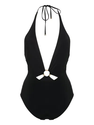 Celine Cut-out One Piece Swimsuit With Golden Effect Details In Multicolor