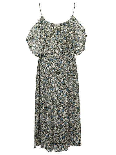 Celine Woman Midi Dress Black Size 8 Silk In Multicolor