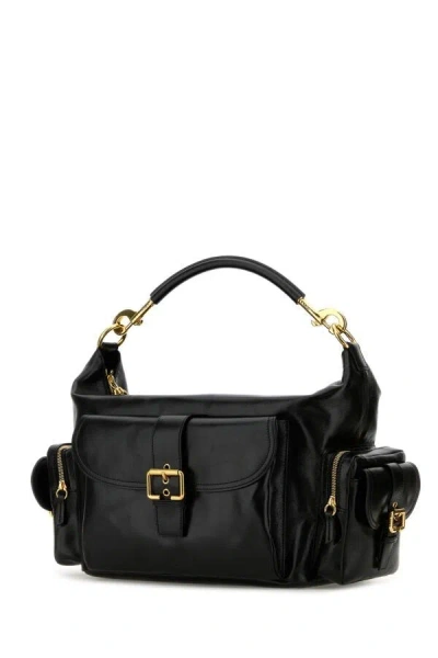 Chloé Camera Medium Shoulder Bag In Croc-embossed Calfskin In Black