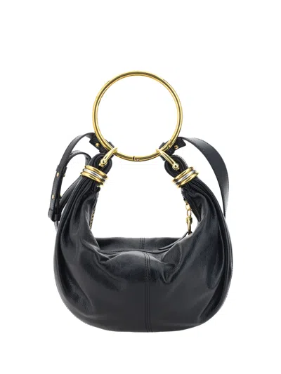 Chloé Bracelet Hobo Bag Small Leather In Black