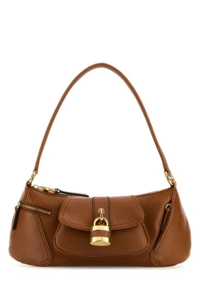 Chloé Womens Clay Brown The 99 Padlock-embellishment Leather Shoulder Bag In Brown