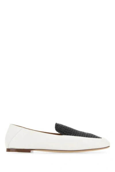 Chloé Olene Two-tone Loafers In White Leather In Multicolor