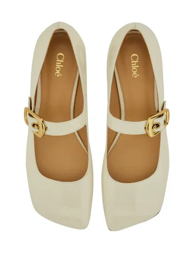 Chloé Polly Patent Ballerina Flat In Cream