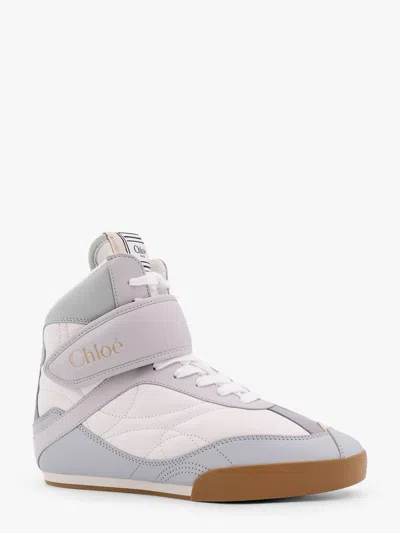 Chloé Almond Toe High-top Sneaker With Quilted Panels In White