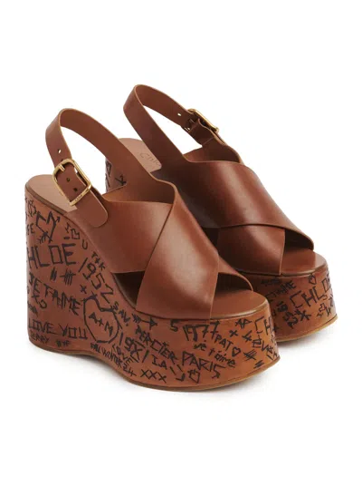 Chloé Maxime High Sandals Shoes In Brown