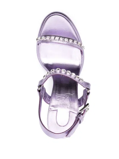 Christian Louboutin Crystal Embellished Leather Wedge Sandals In Multicolor