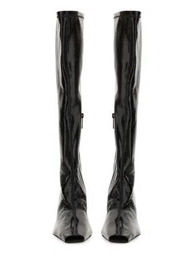 Courrèges Ac Charm Vinyl Boots Woman Black In Leather In Black