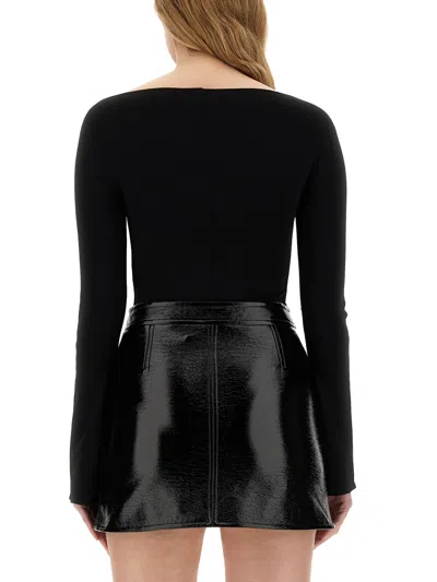 Courrèges Buckle Contrast T-shirt In Black