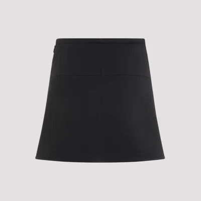 Courrèges Ellipse Black Twill Mini Skirt In Black