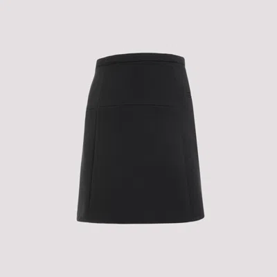 Courrèges Ellipse Black Twill Mini Skirt In Black