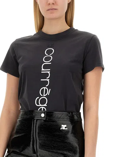 Courrèges Courreges T Shirt With Logo In Black
