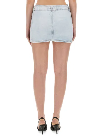 Diesel Light Blue De-flip-s Denim Miniskirt In Blue