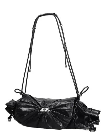 Diesel Chic Scrunch-d Mini Shoulder Handbag In Black