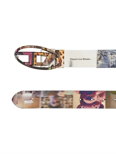 Diesel Livestream Print Belt In Multicolor