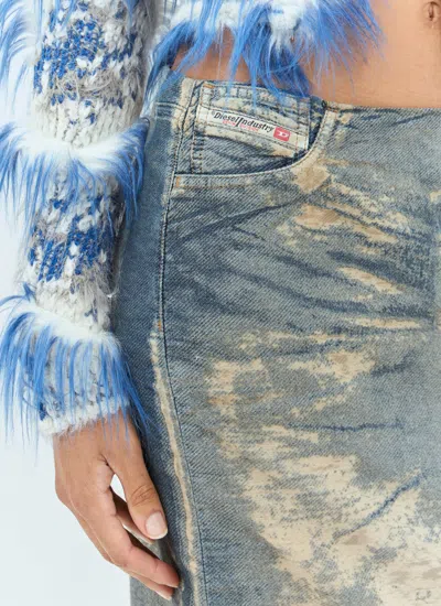Diesel Midi Skirt In Floating Devoré Denim In Blue