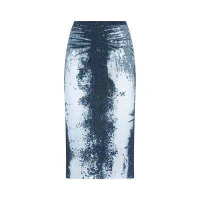 Diesel Blue Midi Skirt In Devor Metallic Knit In Blue