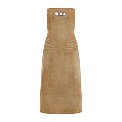 Diesel Brown De-vildress-fsf Cotton Midi Dress In Blue
