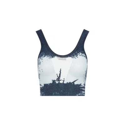 Diesel Cropped Ribbed Tank Top In Blue