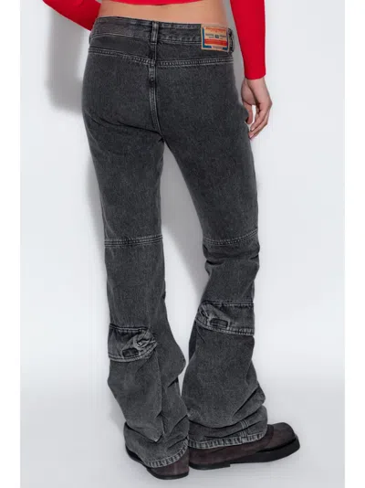 Diesel Flared Distressed Trousers Zip Pockets In Multicolor