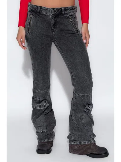 Diesel Flared Distressed Trousers Zip Pockets In Multicolor