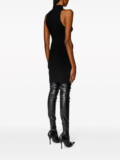 Diesel Mini Black Dress With Oval D Cut Out Detai In Viscose L In Multicolor
