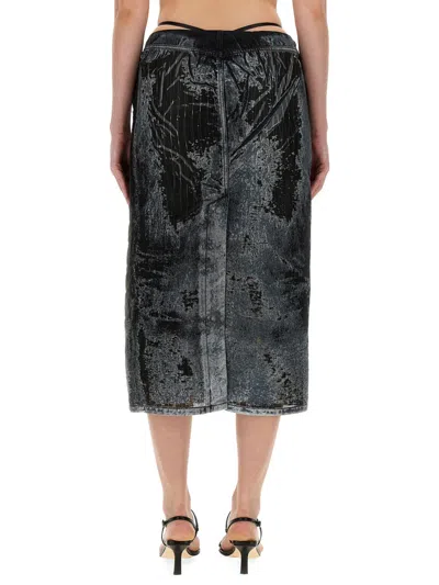Diesel High Waist Elastic Waistband Midi Skirt In Black